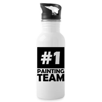 number one painting team - Water bottle with straw - white - Right