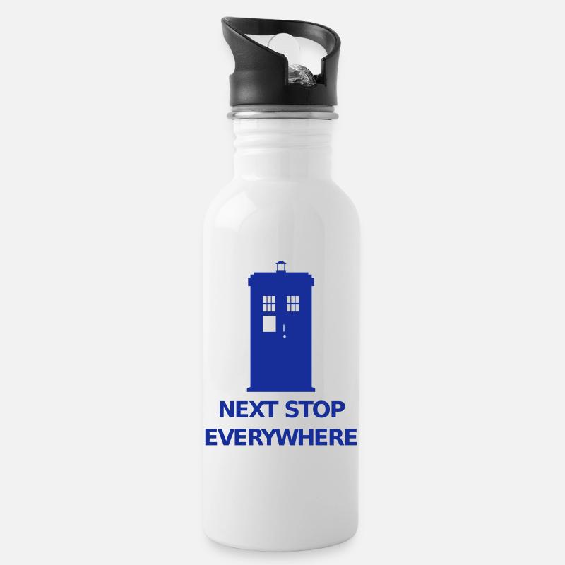 Next Stop Everywhere - Trinkflasche mit integriertem Trinkhalm - Weiß