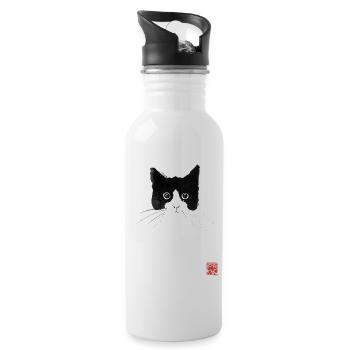 Katzenkopf - Trinkflasche mit integriertem Trinkhalm - Weiß - Rechts