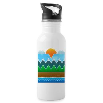 Landschaft (minimal) - Trinkflasche mit integriertem Trinkhalm - Weiß - Rechts