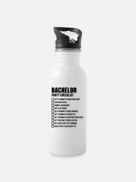 Vrijgezellenfeest Checklist - JGA - Drinkfles met geïntegreerd rietje - wit