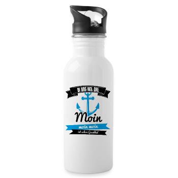 Moin Bei Uns Heißt Das Moin. Moin Moin Gesabbel - Trinkflasche mit integriertem Trinkhalm - Weiß - Rechts