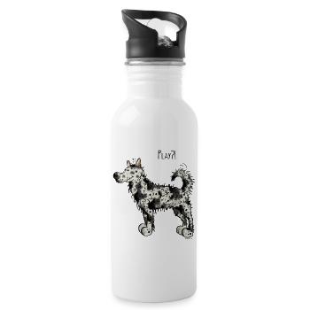Mudi Play - Chien - Chiens - Cadeau - Gourde avec paille intégrée - blanc - Droite