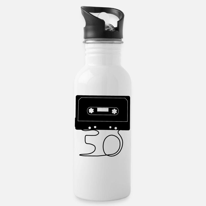 Anniversaire 50 ans - Gourde avec paille intégrée - blanc