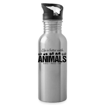 Animaux Animaux Animaux Vie Vegan cadeau - Gourde avec paille intégrée - argent clair - Droite