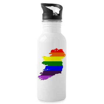 Gay Pride Ireland Irish Rainbow Flag - Water bottle with straw - white - Right