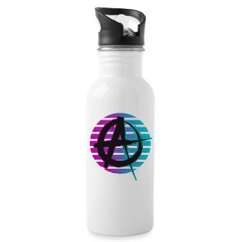 Anarchist Anarchismus Anarchie Neon Symbol - Trinkflasche mit integriertem Trinkhalm - Weiß - Rechts