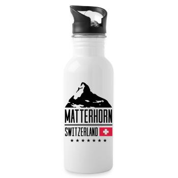 matterhorn switzerland mountain flag - Trinkflasche mit integriertem Trinkhalm - Weiß - Rechts