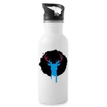 Hirsch Patch Graffiti - Trinkflasche mit integriertem Trinkhalm - Weiß - Rechts