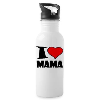 I Love Mama - Trinkflasche mit integriertem Trinkhalm - Weiß - Rechts