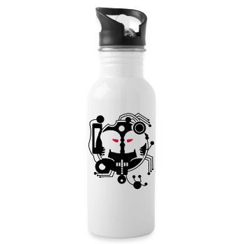 Cyber Love Schaltkreis mit zwei Cyborgs - Trinkflasche mit integriertem Trinkhalm - Weiß - Rechts