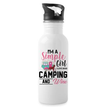 I'm Simple Girl I Love Dogs Camping and Wine - Water bottle with straw - white - Right