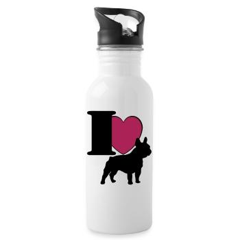 French bulldog I love ... / + - Water bottle with straw - white - Right