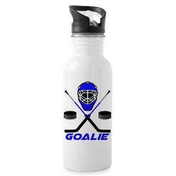 Gardien de but de hockey sur glace bleu - Gourde avec paille intégrée - blanc - Droite