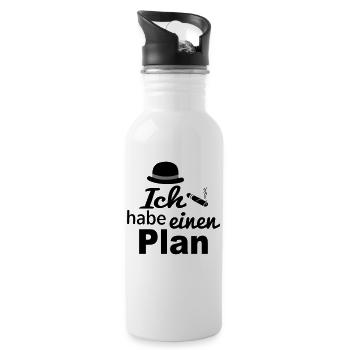 Ich habe einen Plan Filmzitat Zigarre DDR Kultfilm - Trinkflasche mit integriertem Trinkhalm - Weiß - Rechts