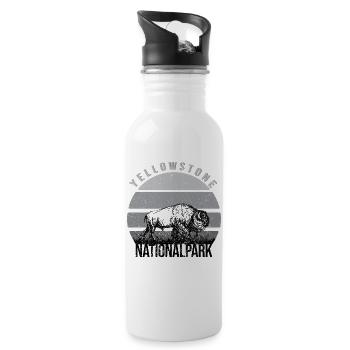 Yellowstone National Park - Water bottle with straw - white - Right
