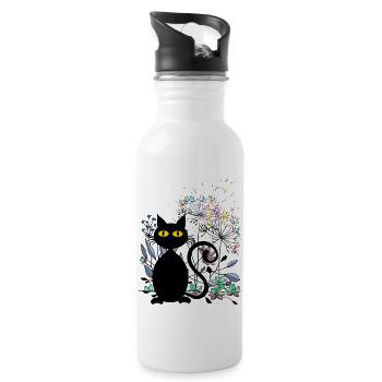 Chat - Gourde avec paille intégrée - blanc - Droite