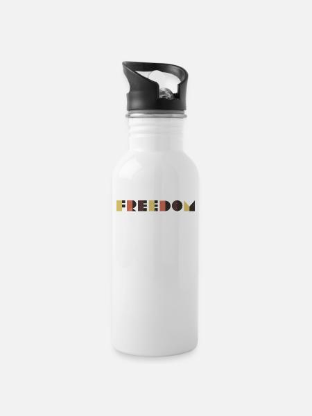 Freiheit - Trinkflasche mit integriertem Trinkhalm - Weiß