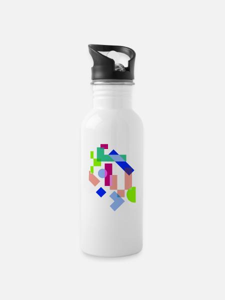 Kunst - Trinkflasche mit integriertem Trinkhalm - Weiß