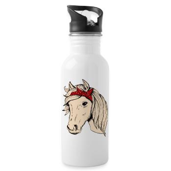 Tête de cheval avec chiffon cavalier cavalier cadeau cheval - Gourde avec paille intégrée - blanc - Droite
