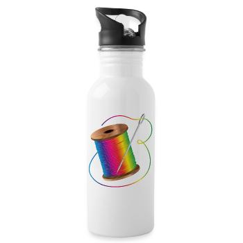 luminous sewing thread in rainbow colors with needle - Water bottle with straw - white - Right