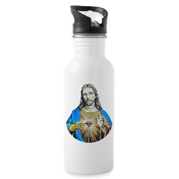 Jésus-Christ * Style rétro de Jésus-Christ - Gourde avec paille intégrée - blanc - Droite