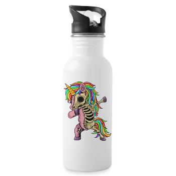 Zombie Einhorn Dabbing - Trinkflasche mit integriertem Trinkhalm - Weiß - Rechts