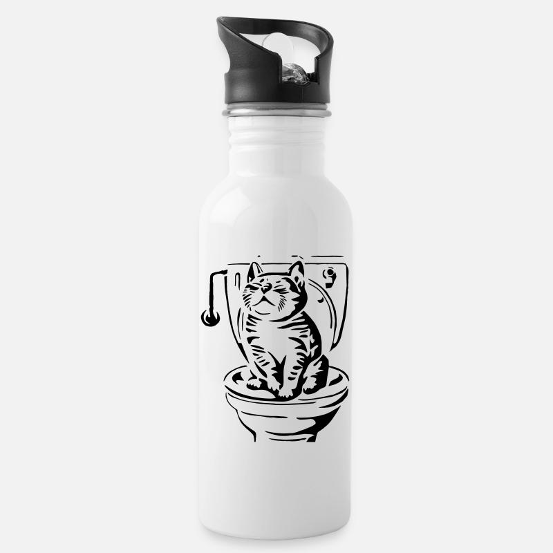 Des toilettes pour chats - Gourde avec paille intégrée - blanc