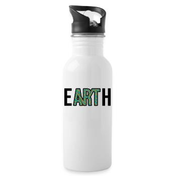 Kunst - Erde - Earth Art - Coronavirus - E-ART-H - Trinkflasche mit integriertem Trinkhalm - Weiß - Rechts