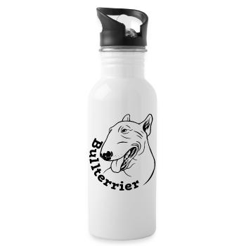 Abstraktes Wasserfarben Muster auf Kleidung - Trinkflasche mit integriertem Trinkhalm - Weiß - Rechts