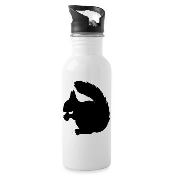 Squirrel with nut shadow figure - Water bottle with straw - white - Right