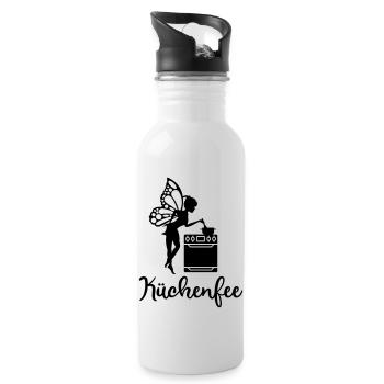 Beste Köchin Mama Oma Küche kochen backen Herd Fee - Trinkflasche mit integriertem Trinkhalm - Weiß - Rechts