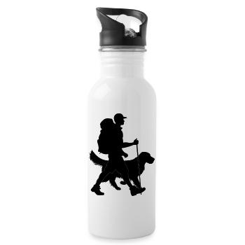 Hiking, climbing, climb, walking, mountain, hike, - Trinkflasche mit integriertem Trinkhalm - Weiß - Rechts