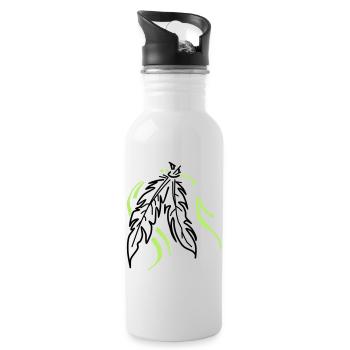 Feathers tied together - Water bottle with straw - white - Right