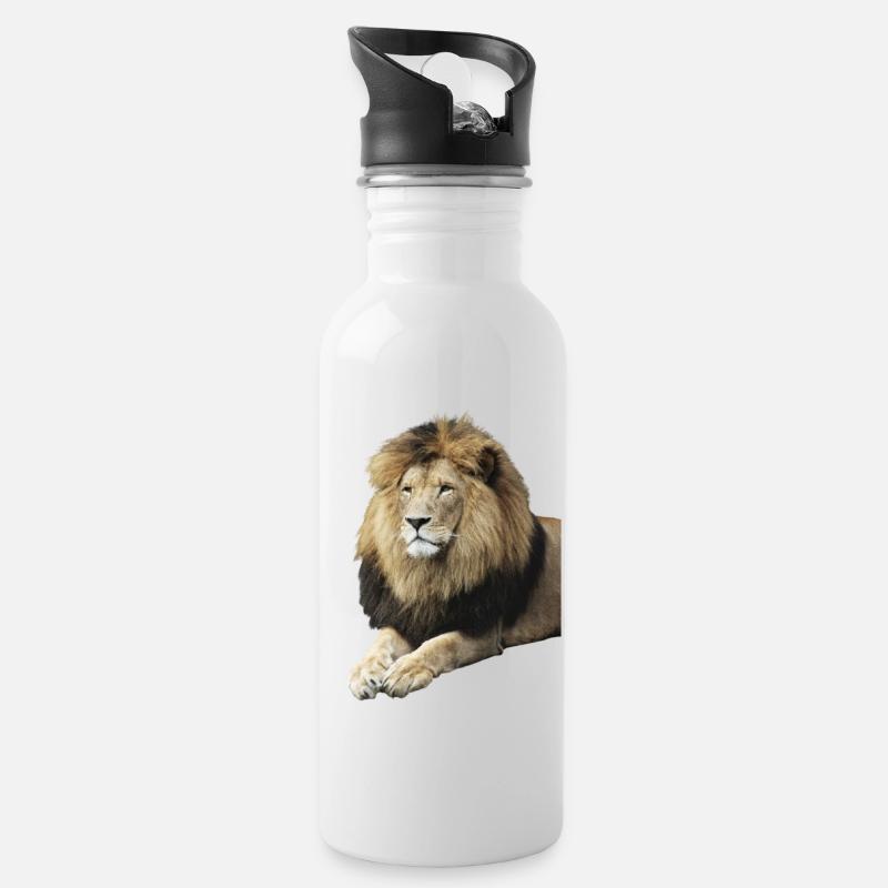 Lion - Gourde avec paille intégrée - blanc