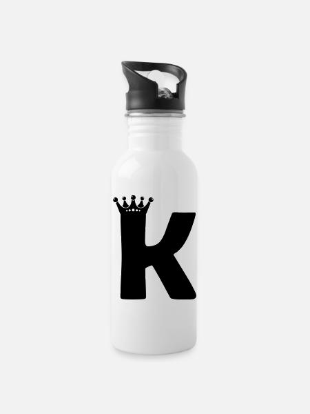 lettre K couronne - Gourde avec paille intégrée - blanc