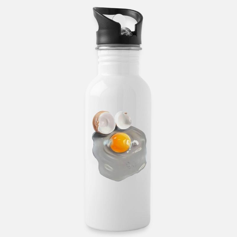 Eierbild im Grau-Abstrakt - Trinkflasche mit integriertem Trinkhalm - Weiß