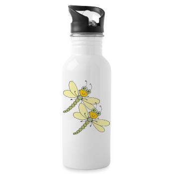 libellen schwestern - Trinkflasche mit integriertem Trinkhalm - Weiß - Rechts