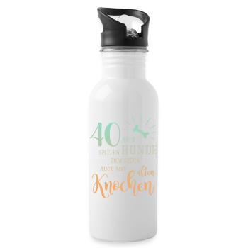 40 Hunde spielen zum Glück auch mit alten Knochen - Trinkflasche mit integriertem Trinkhalm - Weiß - Rechts