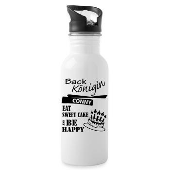 Backkönigin Conny - Trinkflasche mit integriertem Trinkhalm - Weiß - Rechts