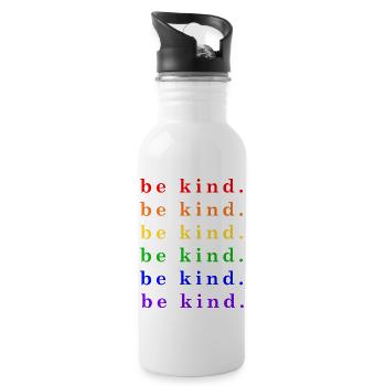 LGBTQ Rainbow Gay and Trans Gift - Water bottle with straw - white - Right