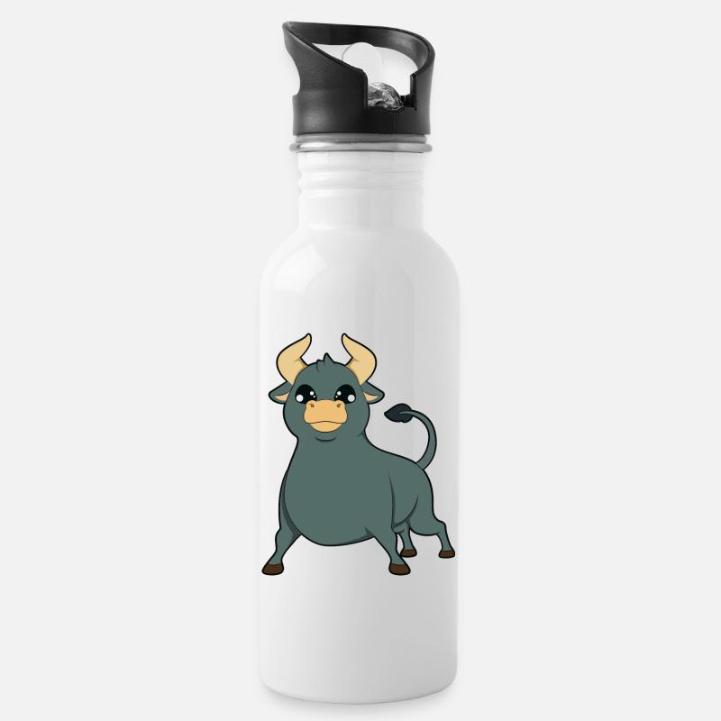 Taureau taureau - Gourde avec paille intégrée - blanc