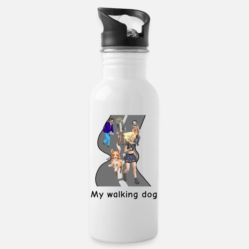 Zombie RunEdition: walking dog - Trinkflasche mit integriertem Trinkhalm - Weiß
