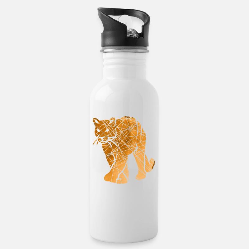 Hunting Panther - Trinkflasche mit integriertem Trinkhalm - Weiß
