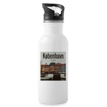 Copenhagen Harbour colours Nyhavn - Water bottle with straw - white - Right