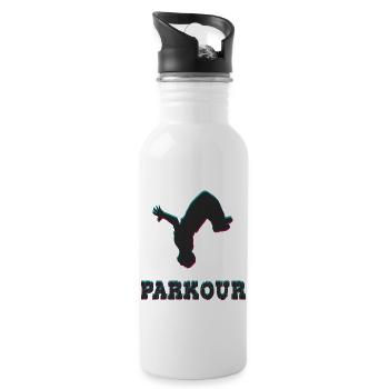 Parkour - Trinkflasche mit integriertem Trinkhalm - Weiß - Rechts