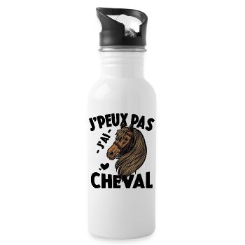 Je Peux Pas Cheval Équitation Cavalier Cavalière - Gourde avec paille intégrée - blanc - Droite