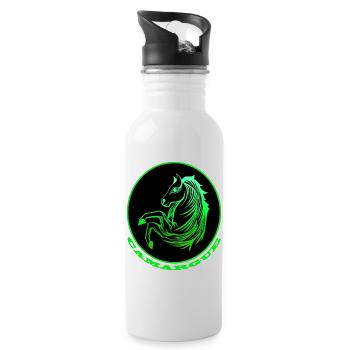 Cheval de Camargue vert fluo - Gourde avec paille intégrée - blanc - Droite
