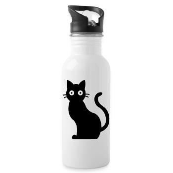 Cat Black Cat - Water bottle with straw - white - Right