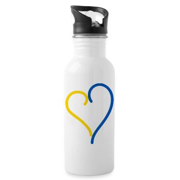 Ukraine Herz - Trinkflasche mit integriertem Trinkhalm - Weiß - Rechts